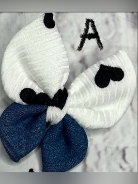 Butterfly Hair Bows: Handmade Fabric Girls Accessories (3 Inch) upcycled denim